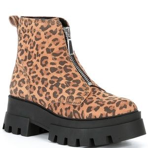 GB - Gianni Bini - Leopard print Lug Sole Platform Bootie